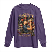 Patriotic Rosie Mechanic Feminist Pride Long Sleeve Shirt 250 Years Of Fixing It