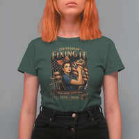 Patriotic Rosie Mechanic Feminist Pride T Shirt For Women 250 Years Of Fixing It