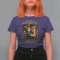 Patriotic Rosie Mechanic Feminist Pride T Shirt For Women 250 Years Of Fixing It