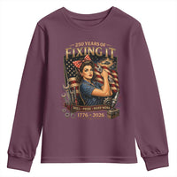 Patriotic Rosie Mechanic Feminist Pride Youth Sweatshirt 250 Years Of Fixing It