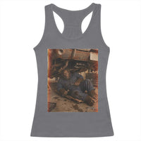 Bigfoot Mechanic Meme Racerback Tank Top Funny Sasquatch Fixing Cars