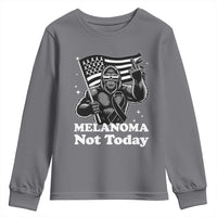 Bigfoot Black Ribbon Youth Sweatshirt Not Today Melanoma Awareness Gift