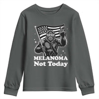 Bigfoot Black Ribbon Youth Sweatshirt Not Today Melanoma Awareness Gift