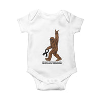 Funny Bigfoot Skin Cancer Support Baby Onesie In May We Wear Black