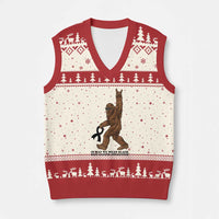 Funny Bigfoot Skin Cancer Support V-Neck Knit Sweater Vest In May We Wear Black