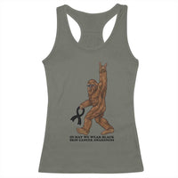 Funny Bigfoot Skin Cancer Support Racerback Tank Top In May We Wear Black