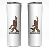 Funny Bigfoot Skin Cancer Support Skinny Tumbler In May We Wear Black
