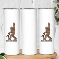 Funny Bigfoot Skin Cancer Support Skinny Tumbler In May We Wear Black