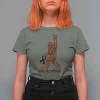 Funny Bigfoot Skin Cancer Support T Shirt For Women In May We Wear Black