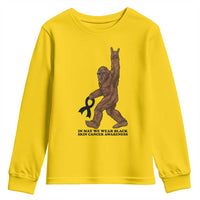 Funny Bigfoot Skin Cancer Support Youth Sweatshirt In May We Wear Black
