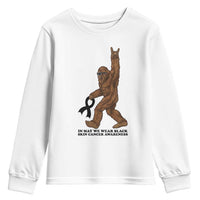 Funny Bigfoot Skin Cancer Support Youth Sweatshirt In May We Wear Black