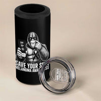 Bigfoot Save Your Skin 4 in 1 Can Cooler Tumbler Melanoma Warrior Support
