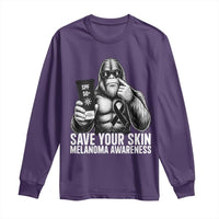 Bigfoot Save Your Skin Long Sleeve Shirt Melanoma Warrior Support