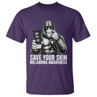 Bigfoot Save Your Skin T Shirt Melanoma Warrior Support
