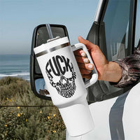 Fuck Melanoma Skull Typography Tumbler With Handle Skin Cancer Warrior
