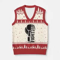 Skin Cancer Warrior Boxing Gift V-Neck Knit Sweater Vest His Fight My Fight