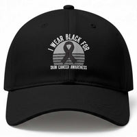 I Wear Black For Skin Cancer Awareness Baseball Cap Retro Vintage Sunset