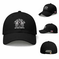I Wear Black For Skin Cancer Awareness Baseball Cap Retro Vintage Sunset