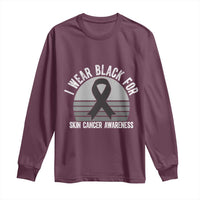I Wear Black For Skin Cancer Awareness Long Sleeve Shirt Retro Vintage Sunset