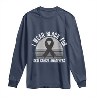 I Wear Black For Skin Cancer Awareness Long Sleeve Shirt Retro Vintage Sunset