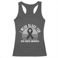 I Wear Black For Skin Cancer Awareness Racerback Tank Top Retro Vintage Sunset