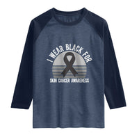 I Wear Black For Skin Cancer Awareness Raglan Shirt Retro Vintage Sunset