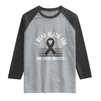 I Wear Black For Skin Cancer Awareness Raglan Shirt Retro Vintage Sunset