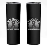 I Wear Black For Skin Cancer Awareness Skinny Tumbler Retro Vintage Sunset