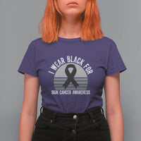 I Wear Black For Skin Cancer Awareness T Shirt For Women Retro Vintage Sunset