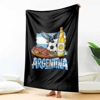 Argentine Pride Soccer And Beer Throw Blanket Football Fan Graphic