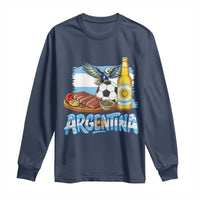 Argentine Pride Soccer And Beer Long Sleeve Shirt Football Fan Graphic