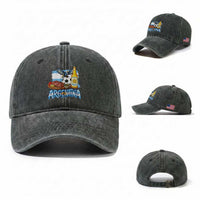 Argentine Pride Soccer And Beer Washed Cotton Baseball Cap Football Fan Graphic