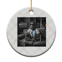 Funny Bigfoot Watching Soccer Ceramic Ornament Argentina Futbol Fan