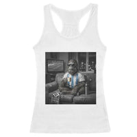 Funny Bigfoot Watching Soccer Racerback Tank Top Argentina Futbol Fan