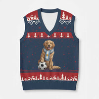 Golden Retriever Soccer Fan V-Neck Knit Sweater Vest Argentina Football Pride