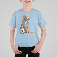 Golden Retriever Soccer Fan T Shirt For Kid Argentina Football Pride