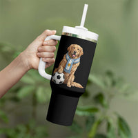 Golden Retriever Soccer Fan Tumbler With Handle Argentina Football Pride