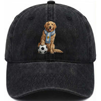 Golden Retriever Soccer Fan Washed Cotton Baseball Cap Argentina Football Pride