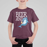 Dolphin And Beer Lover Funny Beach Life Gift T Shirt For Kid - Wonder Print Shop