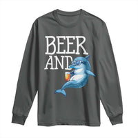 Dolphin And Beer Lover Funny Beach Life Gift Long Sleeve Shirt - Wonder Print Shop