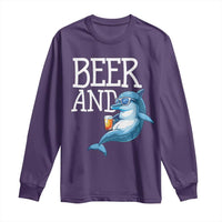 Dolphin And Beer Lover Funny Beach Life Gift Long Sleeve Shirt - Wonder Print Shop