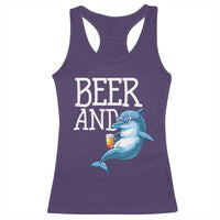 Dolphin And Beer Lover Funny Beach Life Gift Racerback Tank Top - Wonder Print Shop