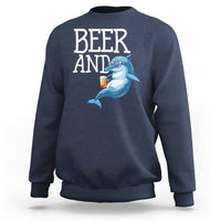 Dolphin And Beer Lover Funny Beach Life Gift Sweatshirt - Wonder Print Shop