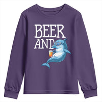 Dolphin And Beer Lover Funny Beach Life Gift Youth Sweatshirt - Wonder Print Shop