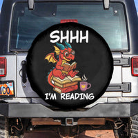 Shhh I Am Reading Spare Tire Cover Funny Dragon Reading Book - Wonder Print Shop