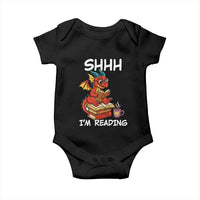 Shhh I Am Reading Baby Onesie Funny Dragon Reading Book - Wonder Print Shop