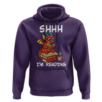 Shhh I Am Reading Hoodie Funny Dragon Reading Book - Wonder Print Shop