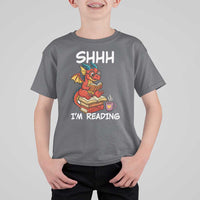 Shhh I Am Reading T Shirt For Kid Funny Dragon Reading Book - Wonder Print Shop