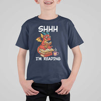 Shhh I Am Reading T Shirt For Kid Funny Dragon Reading Book - Wonder Print Shop