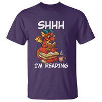 Shhh I Am Reading T Shirt Funny Dragon Reading Book - Wonder Print Shop